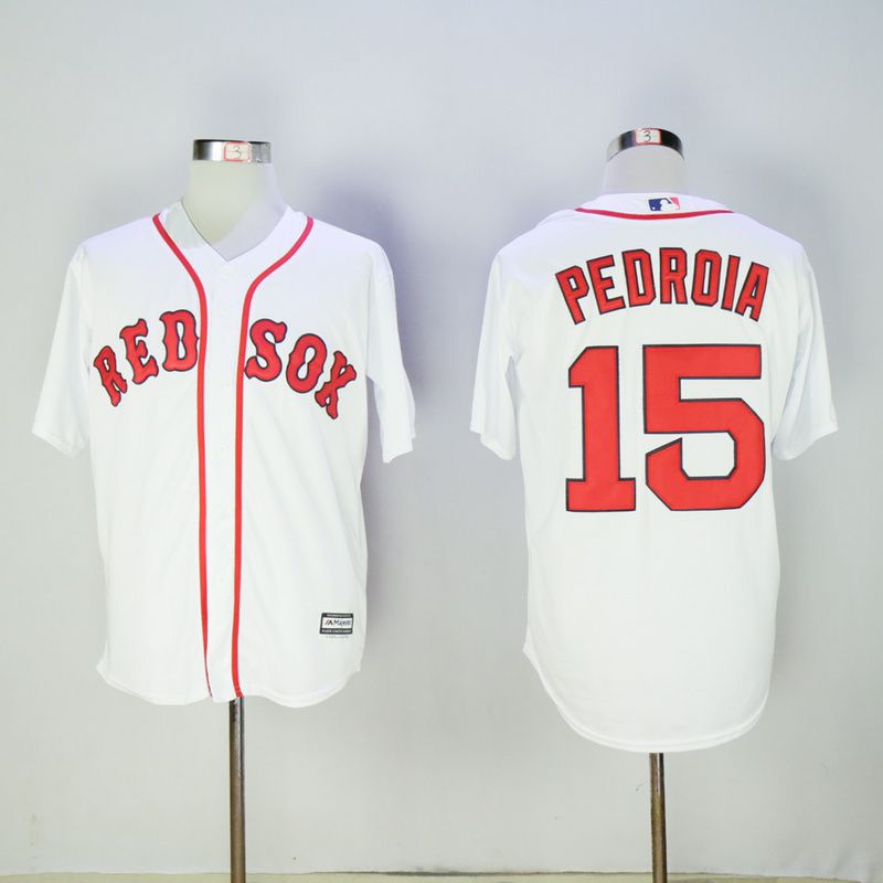 Men Boston Red Sox #15 Pedroia White Game MLB Jerseys